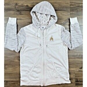 Disney Parks Mickey Mouse Cinderella Castle Hoodie White Zip Up Women’s Large